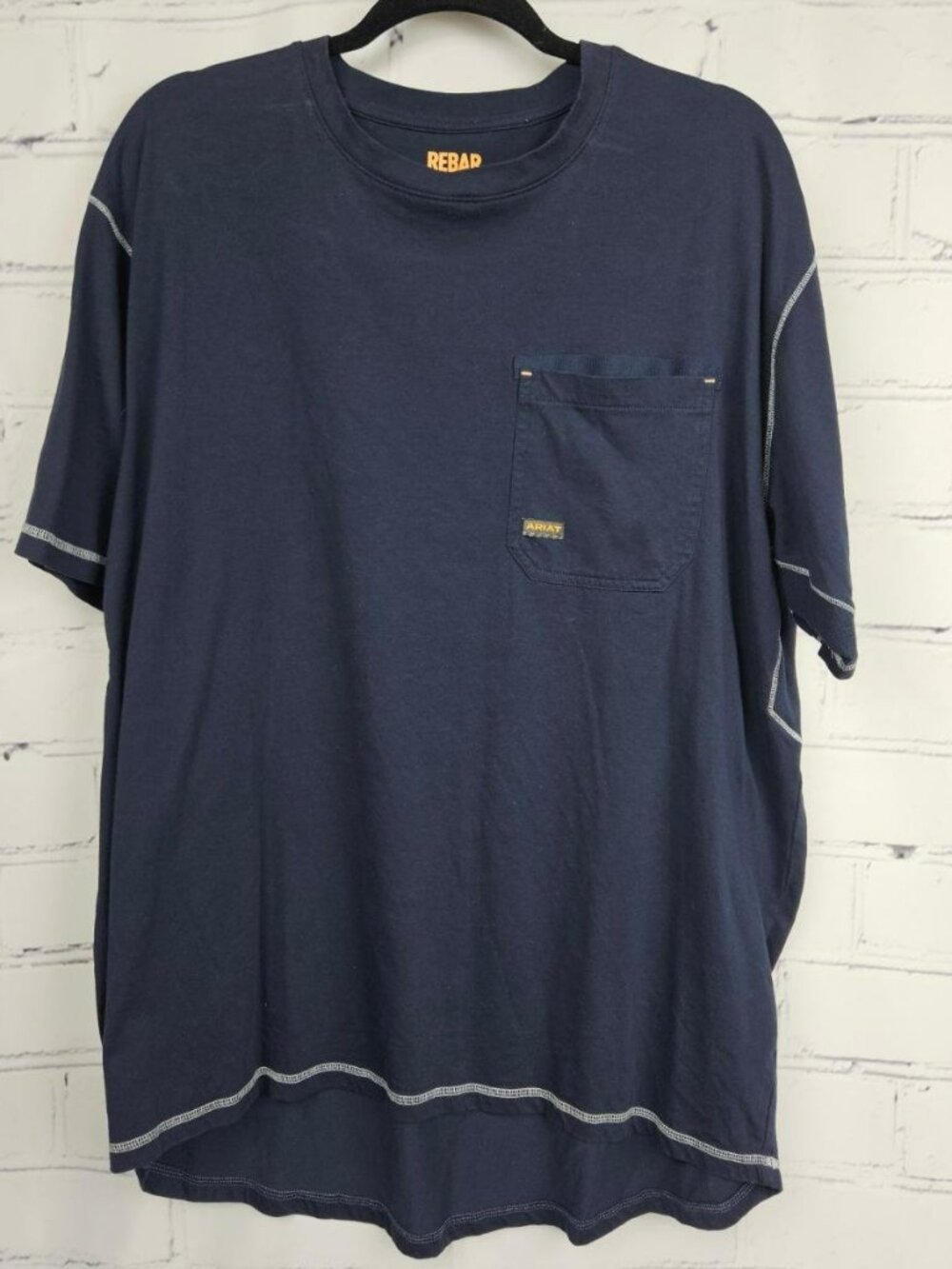 Ariat Rebar Mens XL Navy Blue Pocket T-Shirt Workwear Casual Short Sleeve Work
